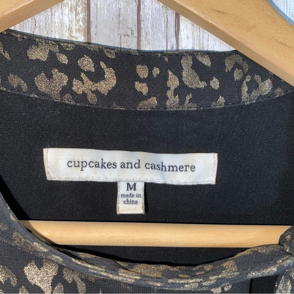 Cupcakes & Cashmere Clarisse Leopard Print Metallic Chiffon Blouse - Picture 3 of 6